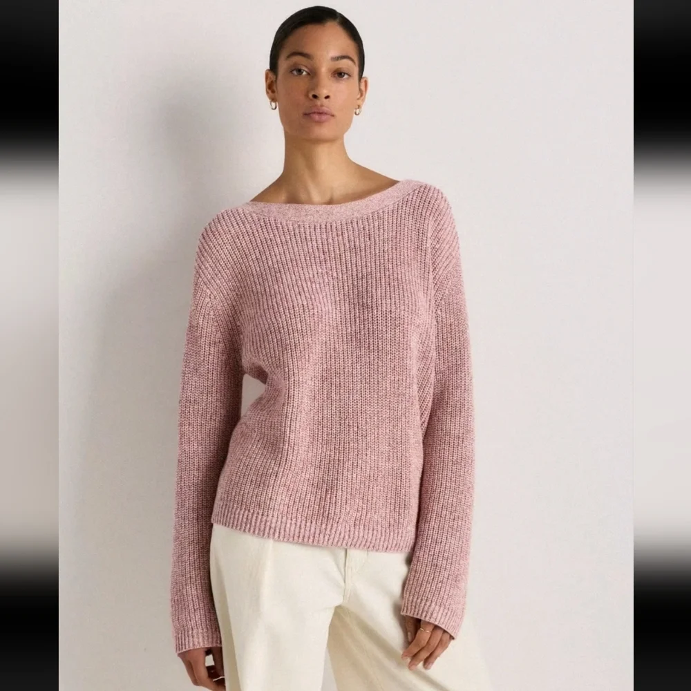 Quince Dusty Pink Rib Sweater - Picture 1 of 9